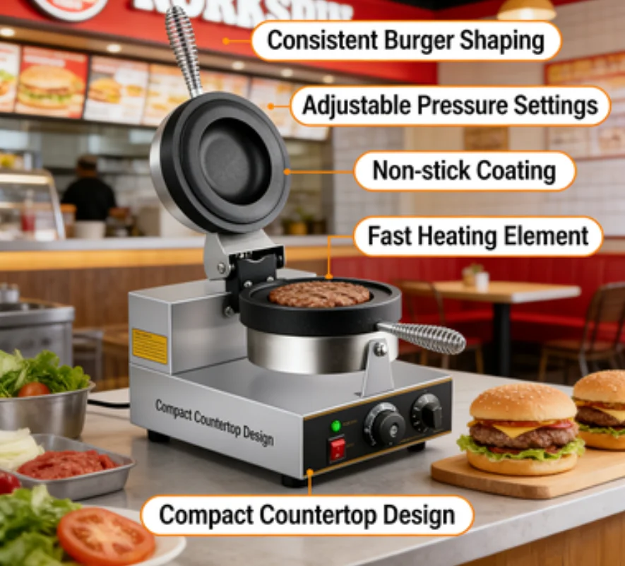3-in-1 Breakfast Maker Burger Press Waffle Maker Panini Sandwich Maker Cake Baking Machine