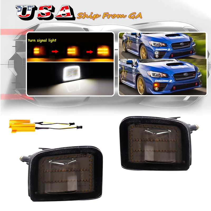 

Для Subaru WRX/STI 2015-2021 гг., передние янтарные динамические указатели поворота в сборе, ксеноновые белые светодиодные дневные ходовые огни