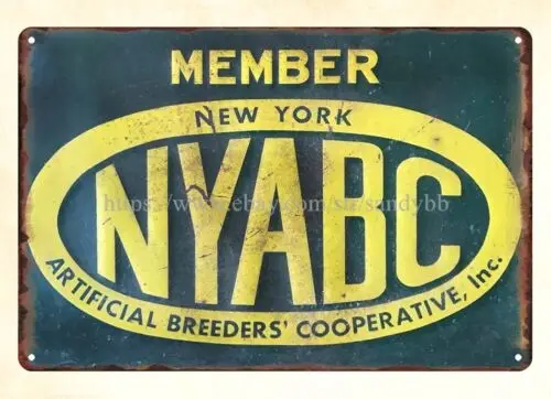 member New York NYABC artificial breeders cooperative metal tin sign sign