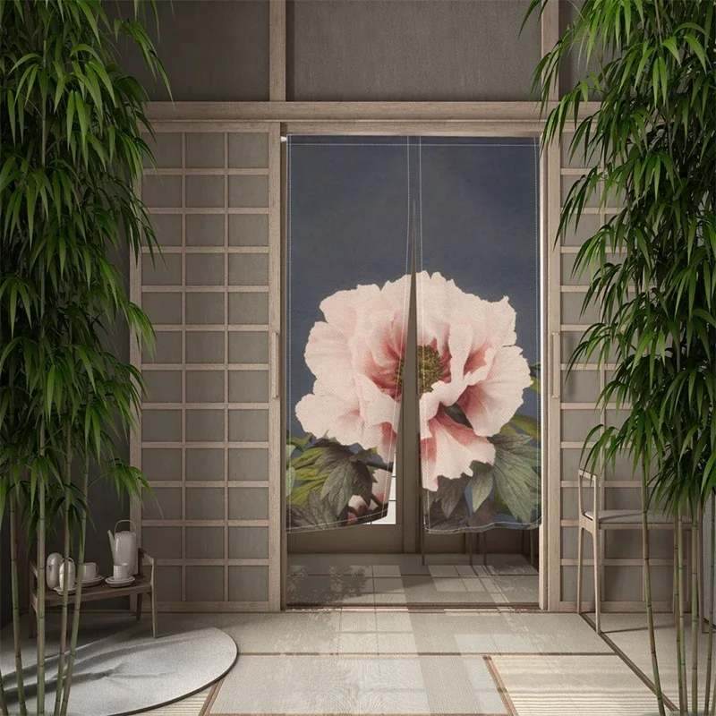 Real Flowers Door Curtain 3D Print Pattern Partition Curtain Kitchen Entrance Hanging Half-Curtain Modern Room Decor Art Curtain