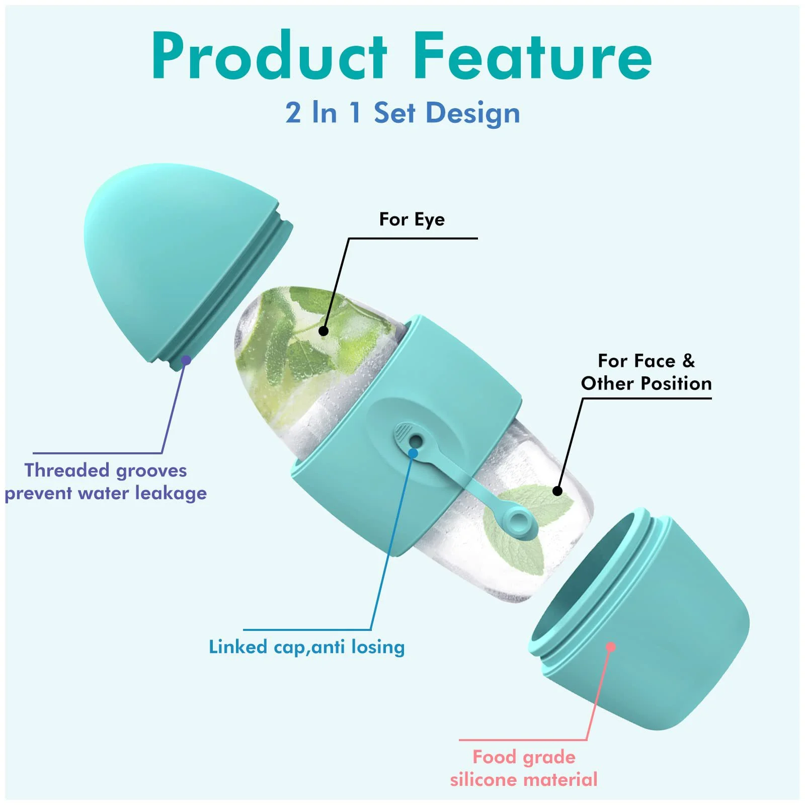 1PC ICE Face Roller ซิลิโคนแม่พิมพ์น้ําแข็งนวดหน้า Eye Facial Beauty Skin Care เครื่องมือใช้น้ําแข็งสําหรับรูขุมขนหดตัว