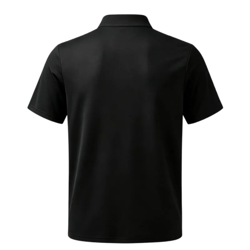 Summer black stand up collar half zip polo shirt slim fit elastic breathable short sleeved top cross-border men's clothing