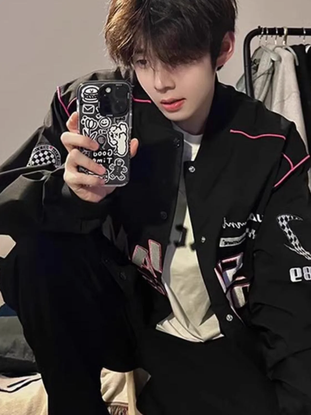 

American Sle Cleanfit Baseball Jaet Men's ort Motorcycle Coat Trendy Haome Autumn Winter Flight Jaet Loose Fit Mul...