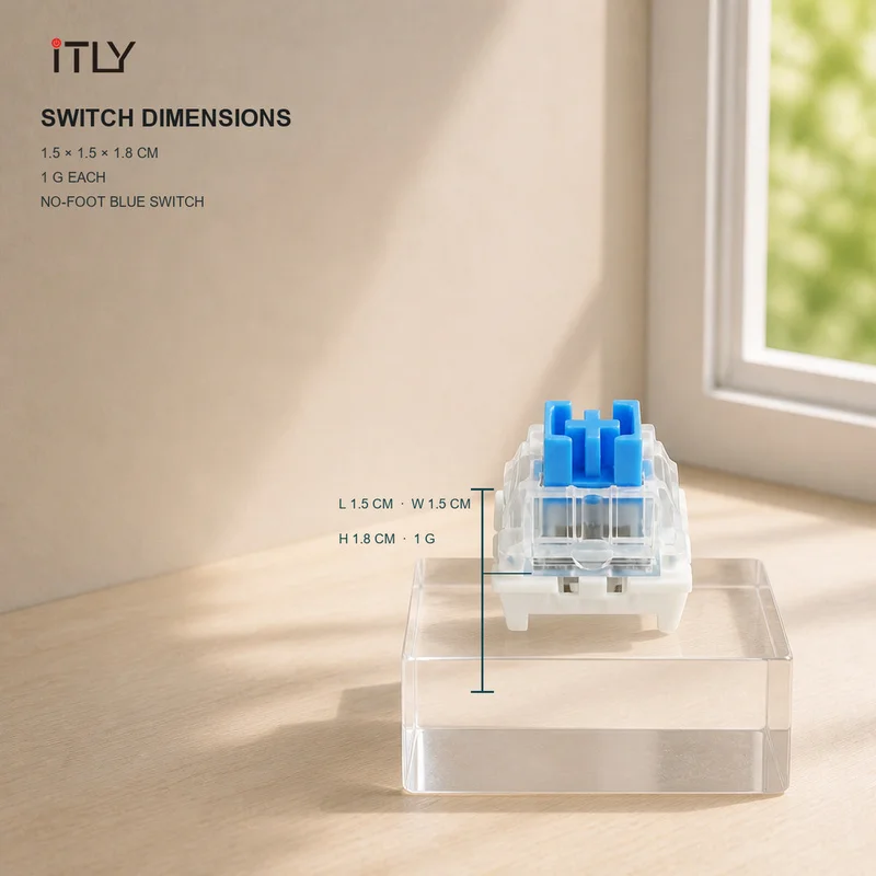 Pinless Blue Clicky Fidget Switch No Feet Stress Relief Toy with KP08 Switch Puller Adult Anti Anxiety Desk Gadget