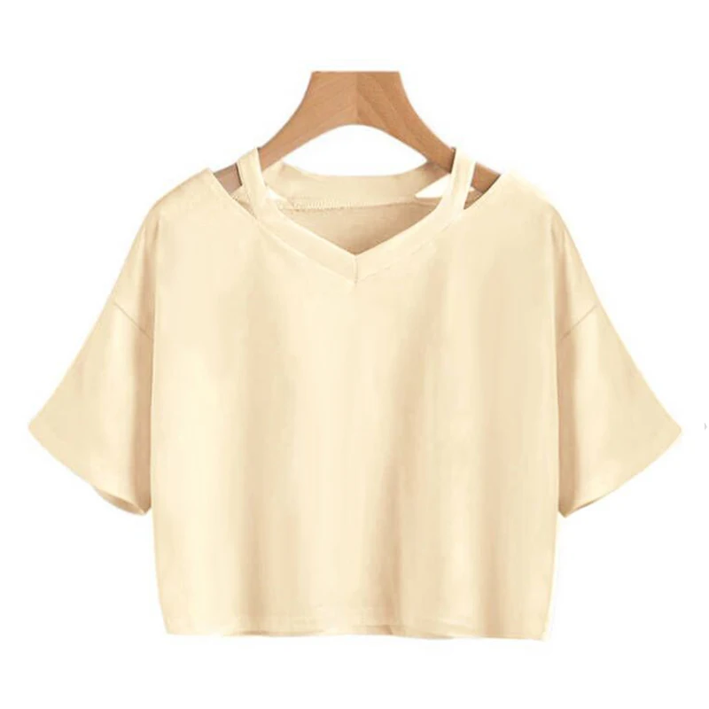 Y2k Crop Tops Women's Graphic Short Sleeve V-neck Cropped T Shirt 90s Vintage Tshirt Woman Summer Sexy T-shirt image 2
