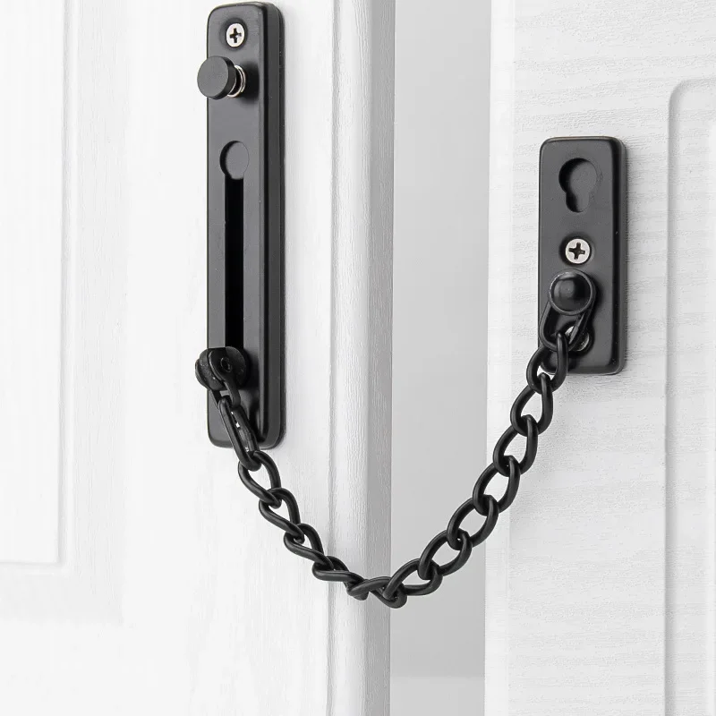 Door chain lock, chain protection device, screw accessory component