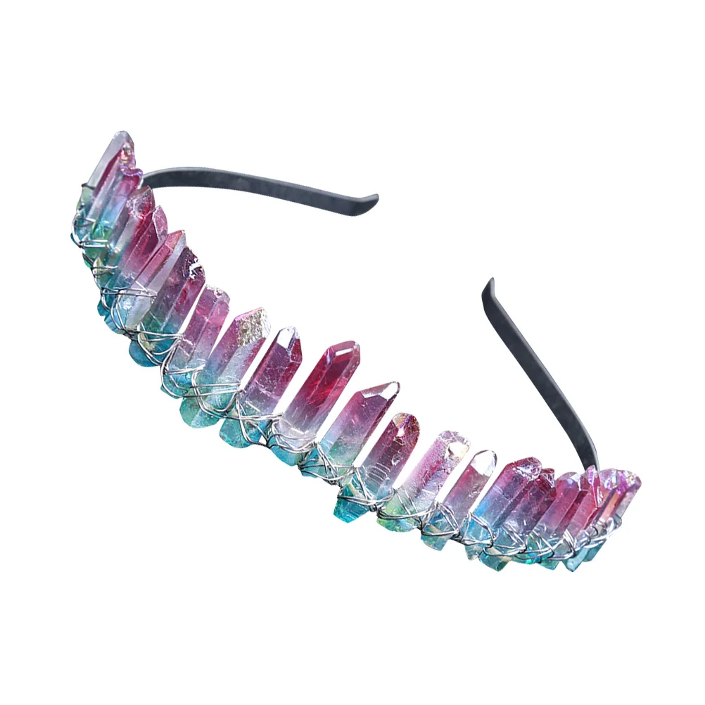 

Pink Green Hairband Bridal Accessories Decorations Women Crystal Headband Bride Transparent Hoop
