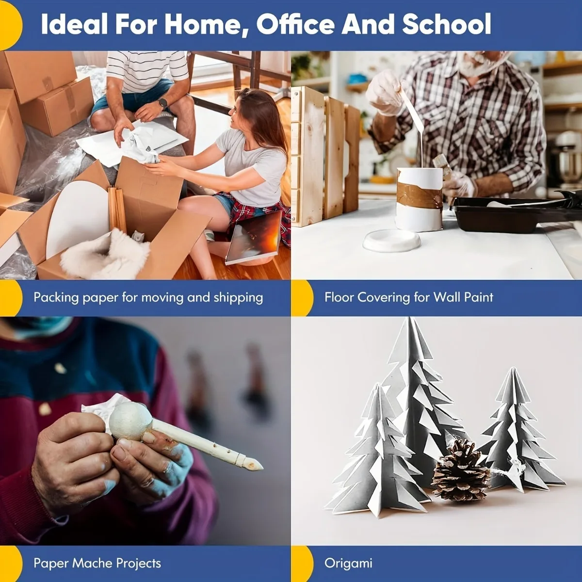 กระดาษคราฟท์สีขาวขนาด 50 ซม.x10 ม., กระดาษห่อคราฟท์ป้องกันสิ่งแวดล้อม, บรรจุภัณฑ์ของขวัญ, ภาพวาด, งานฝีมือ, กระดานข่าวฯลฯ