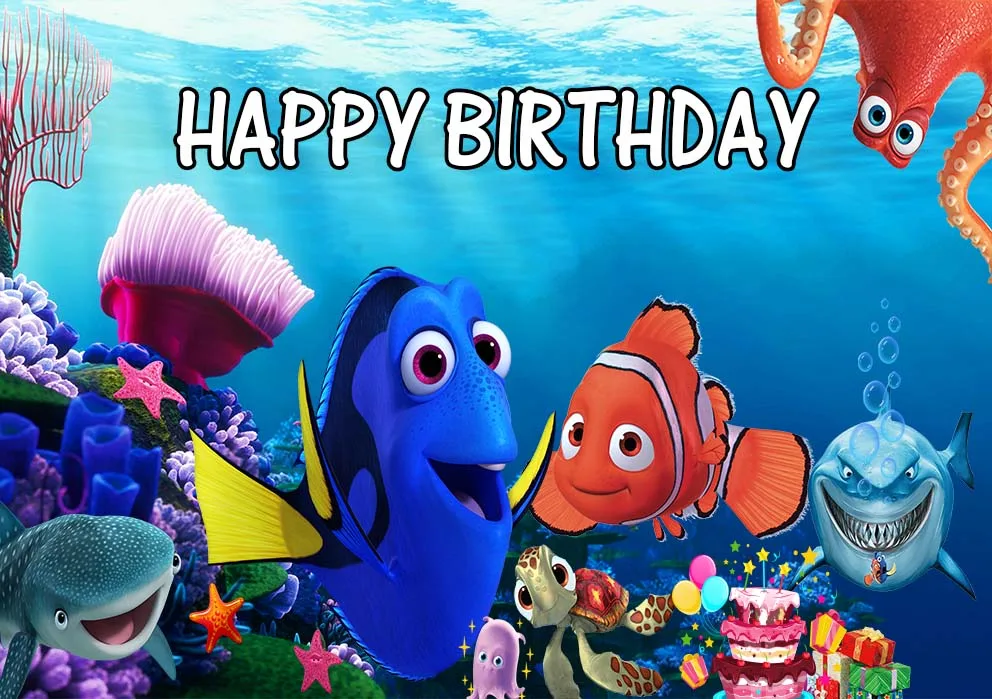 Disney trovare festa di compleanno sfondo ragazzo bambino Nemo Dory Marlin coralli bolle sfondo fotografico subacqueo Studio fotografico
