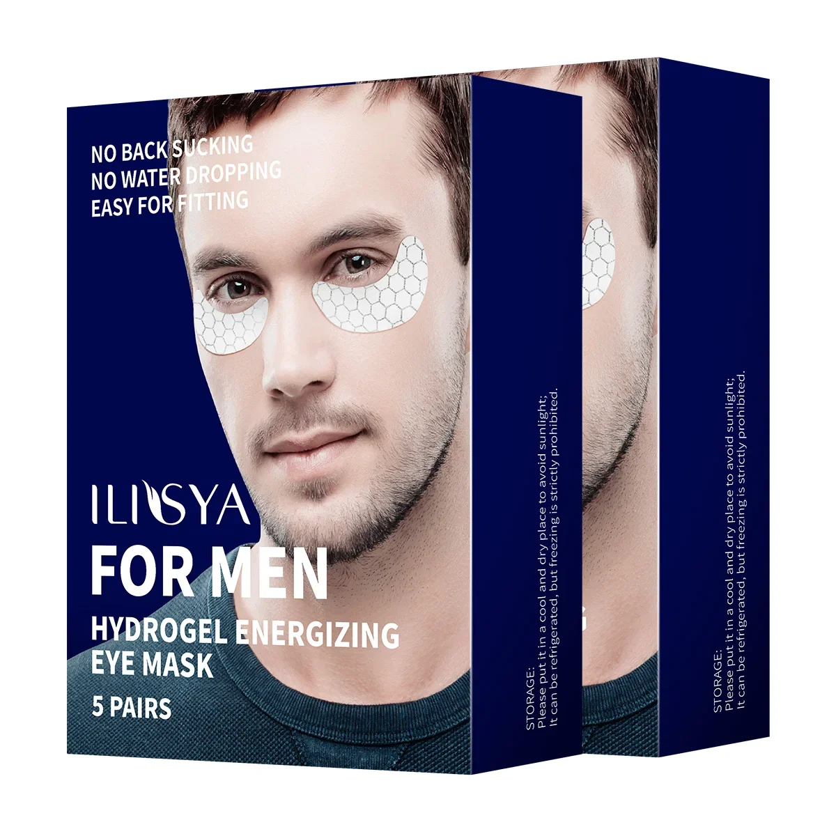 Patchs pour les yeux en gel pour hommes, masque sous les yeux, acide hyaluronique, antidéformables, gonflés, 5 paires