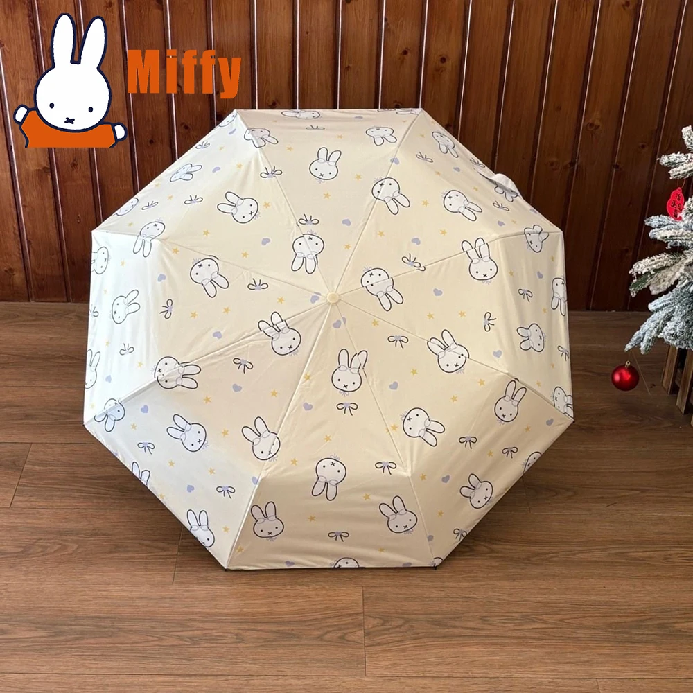 

Kawaii Miffy Light Yellow Full Print Umbrella Cute Parasol Dual Use Sun Rain Sunshade Black Coating UV Protection Girl Gift