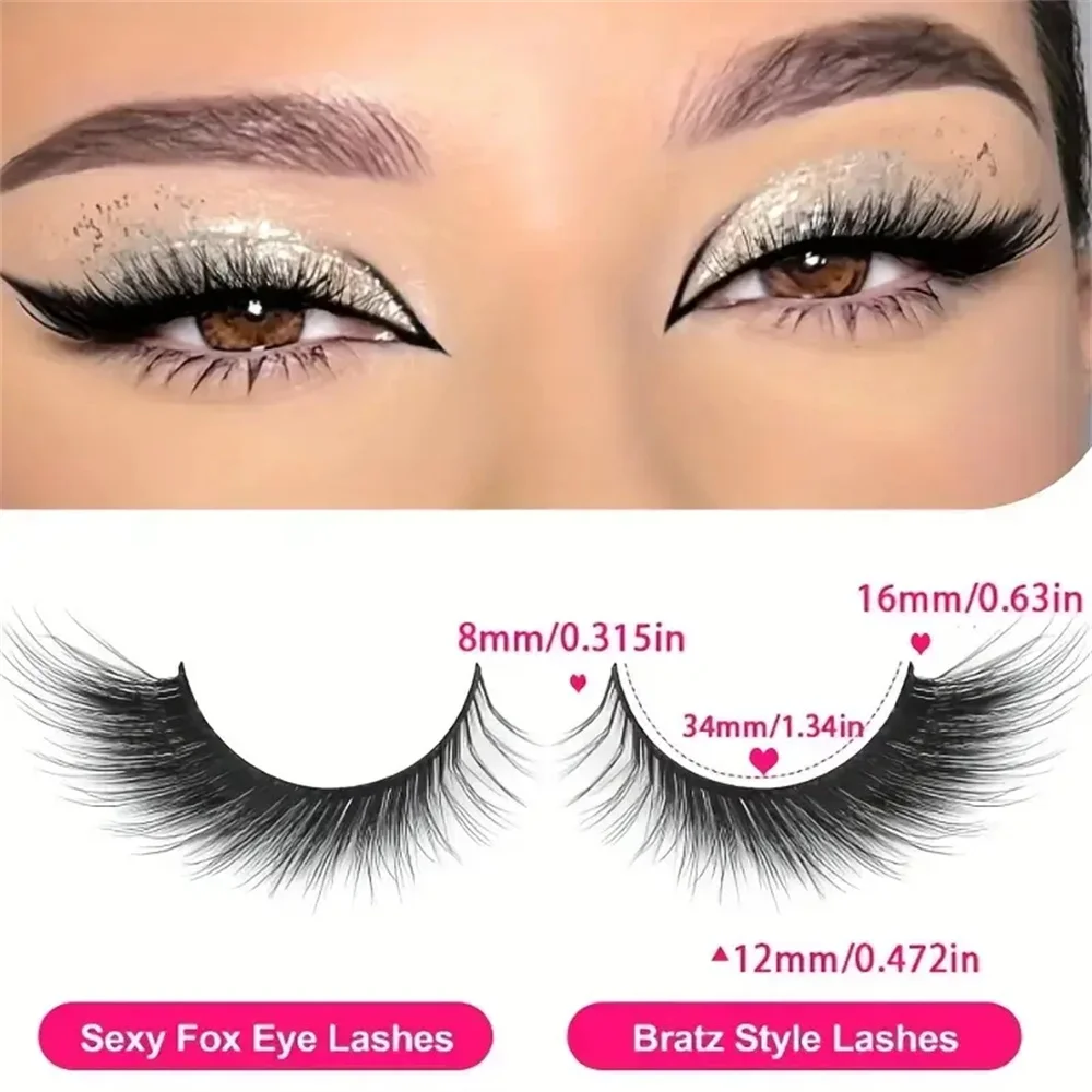 5 Pairs Multi-style Lashes Fox Cat Eye 3D Elongated False Eyelashes Natural Looking Dramatic Lashes Daily Essential