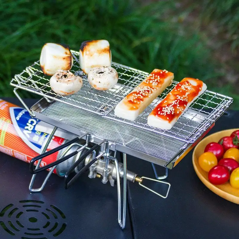 رف محمصة محمولة قابلة للطي من الفولاذ المقاوم للصدأ، رف سلكي للخبز متعدد الاستخدامات للتخييم والتنزه والنزهات #1