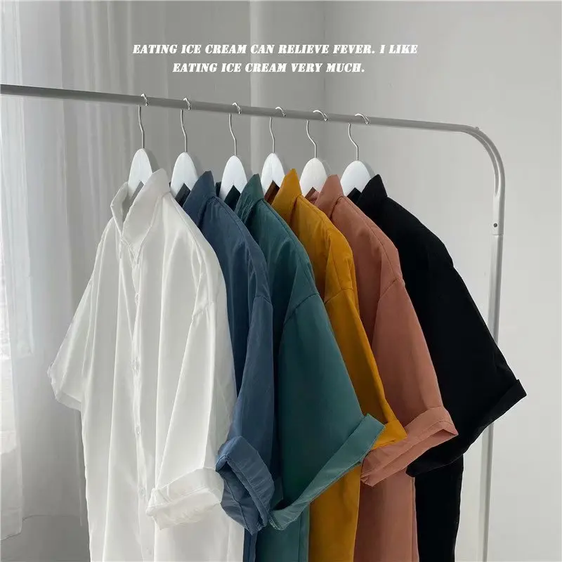 

Ins Influencer Men's Short Sleeve Shirt Draped Style Workwear Casual Fashion Spring Summer Trendy Top Loose Fit Youthful