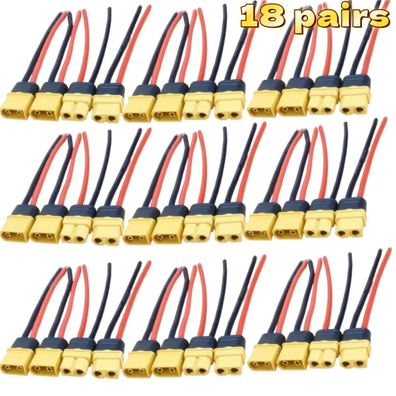 

18 пар разъемов XT60H «папа-мама» с силиконовым проводом 14 AWG для RC Lipo Battery FPV Drone