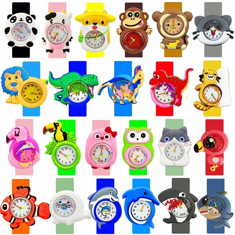 3-14 Years Old Boys Girls Children Watches Toys Cartoon Kids Slap Watches Kindergarten Primary School Reward Gift Clock Bracelet