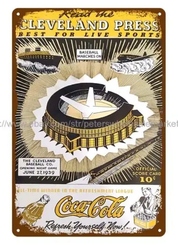 1939  1st Night Game Program Scorecard metal tin sign