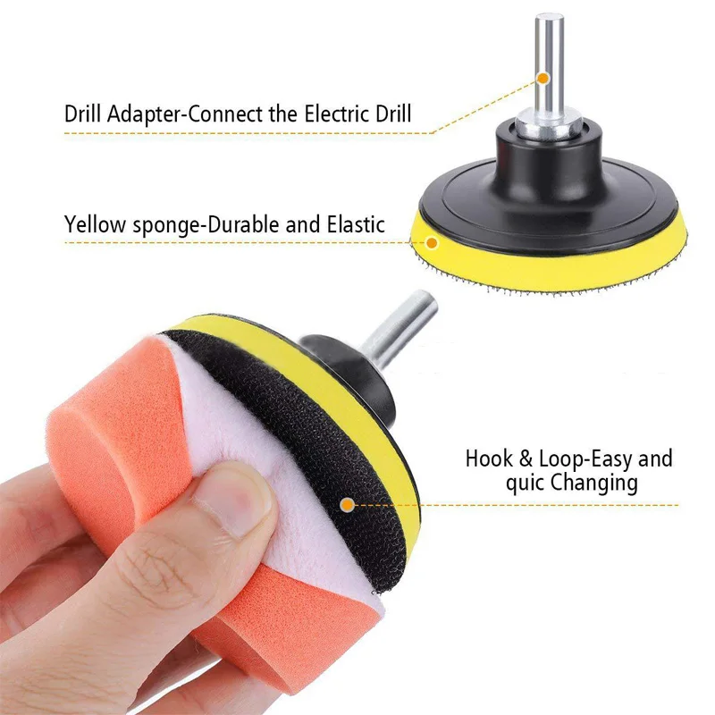 3inch Car Polishing Disc 6/7/8/11Pcs/Set Self-Adhesive Wool Wheel Polishing Pad Waxing Sponge For Car Polisher Drill Adapter