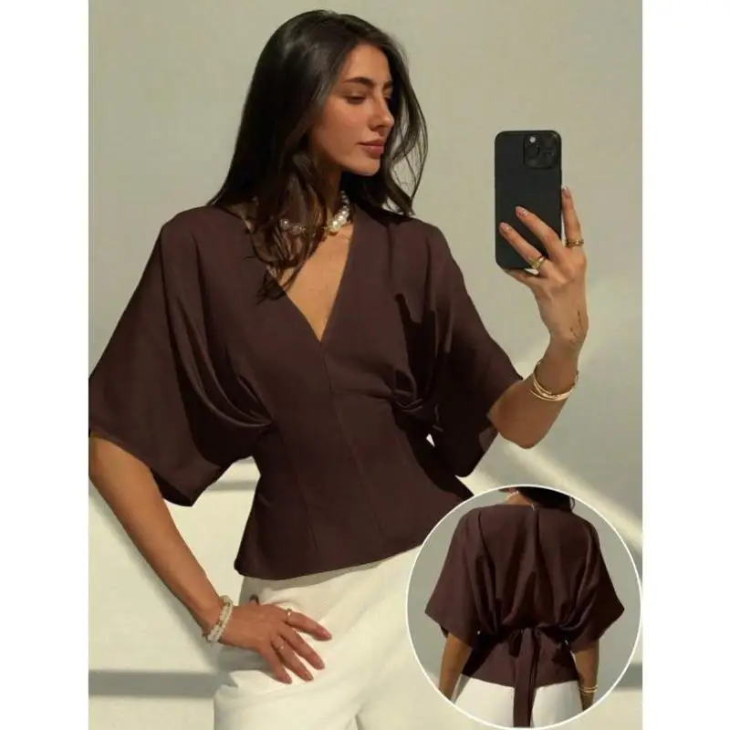 

P97720 Новый трансграничный цветной верхний ор Sve Simple Loose Fit для женщин среднего возраста и ly