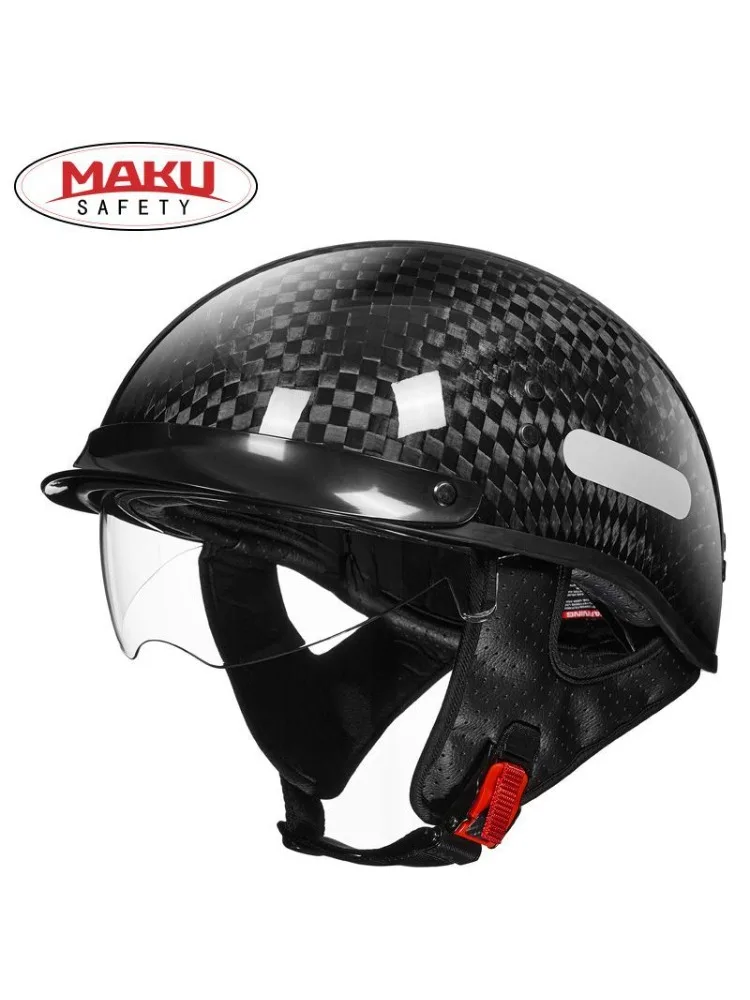 AliExpress TLXT Motorcycle Helmet Carbon Fibre Moto Helmet Retro Half Helmet ECE DOT Approved Capacete De Moto Cycling Motorcycle Equipments