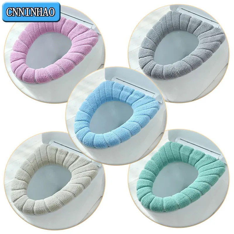 Toilet  Seat Cover Mat Winter Warm Toilet Pad For Children Cushion Soft Reusable Filling Washable Closestool Warmer Accessories