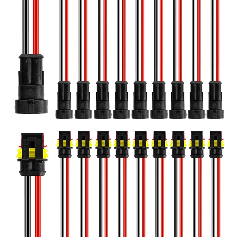 10 pairs 2 Pin Way Car Waterproof Connector 16 AWG Waterproof Electrical Connectors Quick Disconnect Wire Connector