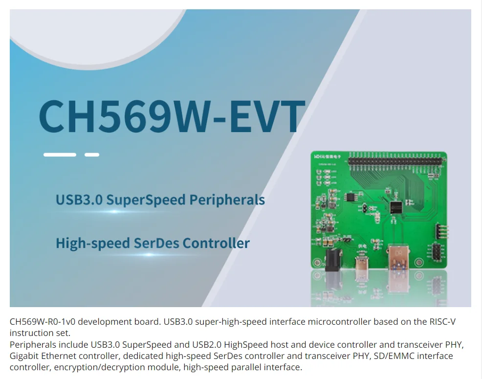 Ch569 entwicklungs board usb 3,0 super-geschwindigkeit schnitts telle mcu gigabit ethernet phy hspi CH569W-EVT bewertungs karte neues original – Detail 3