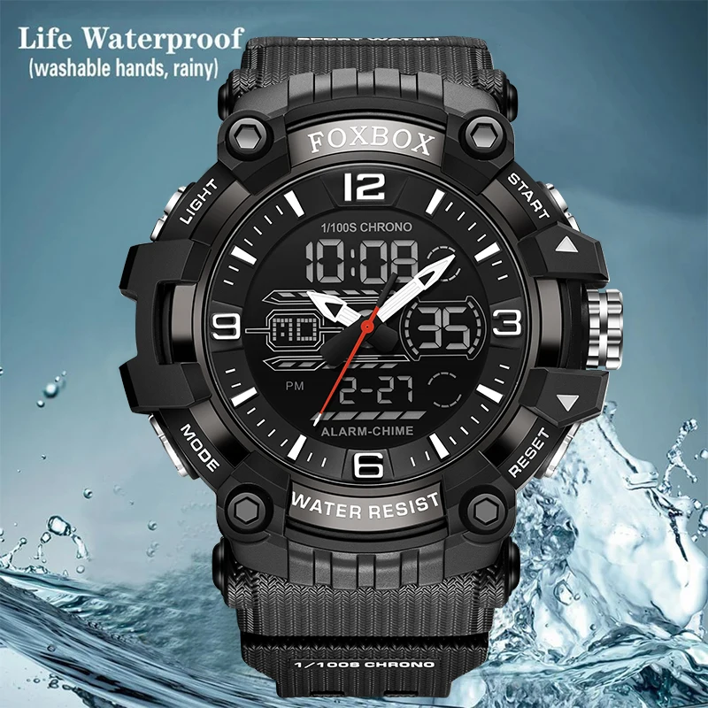 LIGE Fashion Luxury Electronic Man Watch Silicone Dual Digital Diaplay Clock Casual Sport impermeabile Alarm Week orologi da polso da uomo