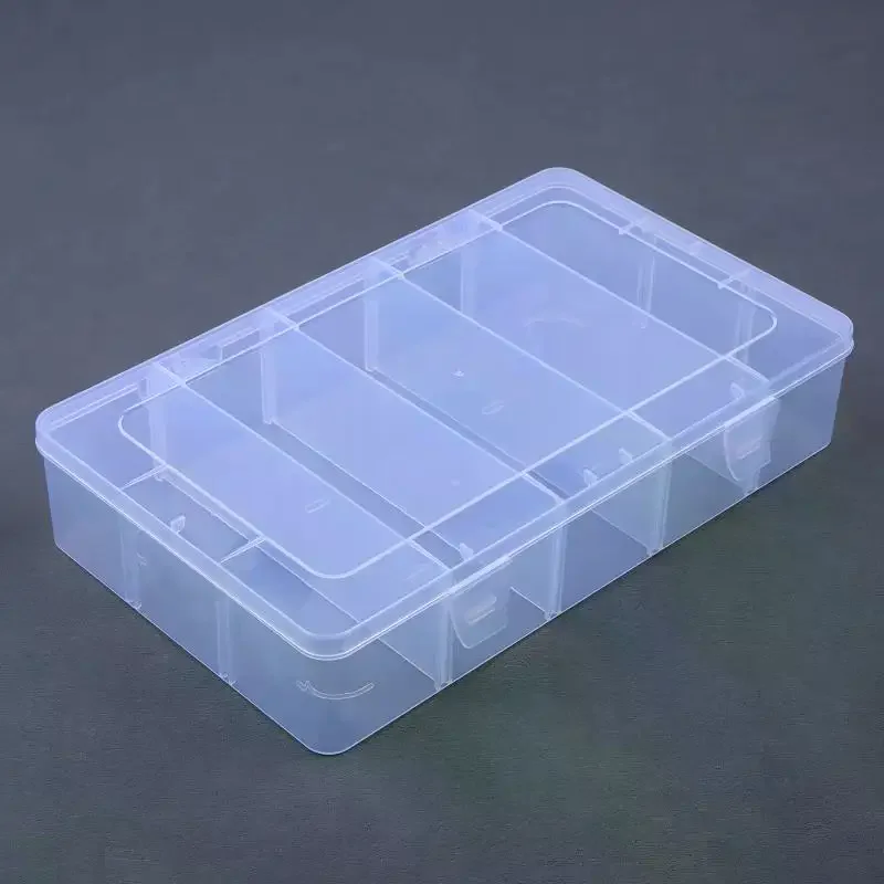 2PCS/3PCSClear Plastic Storage Box With Adjustable Grids And Transparent Design Perfect For Organizing Jewelry