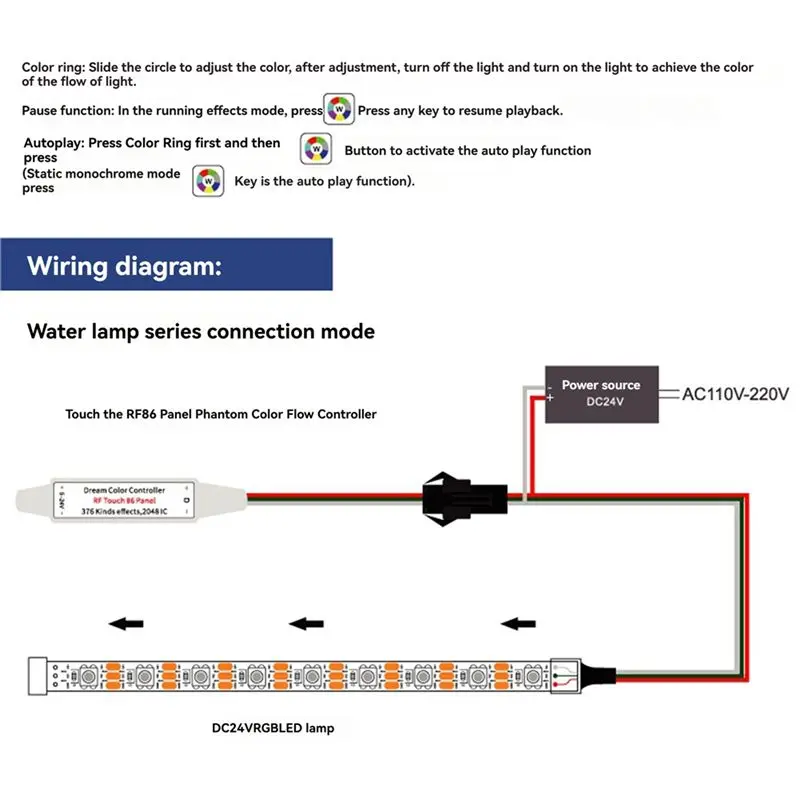 AT14 LED Strip Light Controller With 8 Key Touch Panel RF Wireless Controller Reflux Pixel Control For Horse Race Tape Lamps