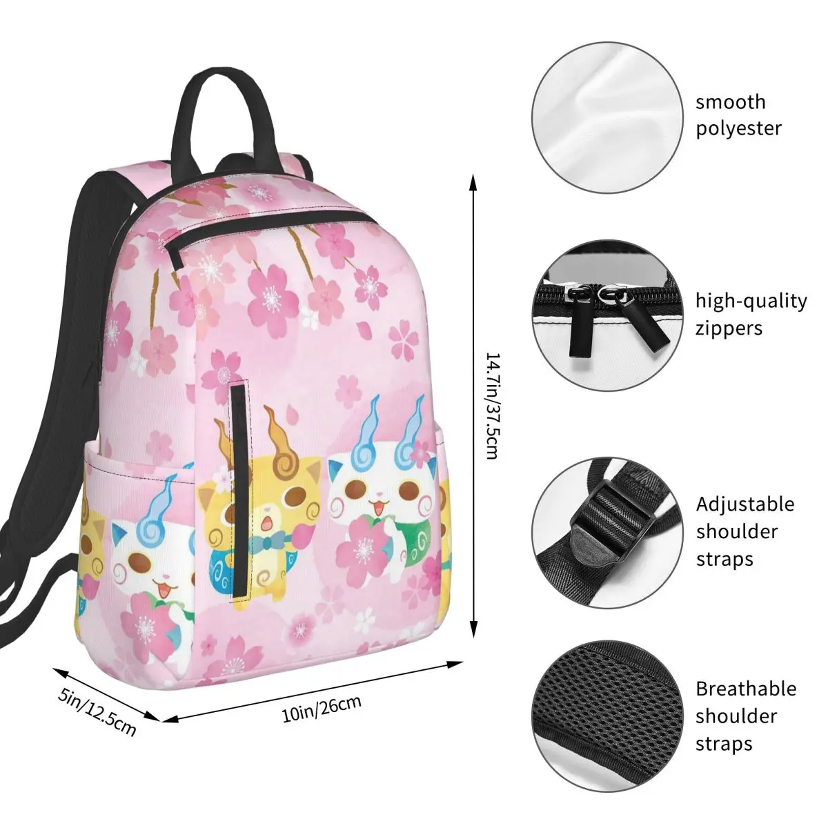 Yo-Kai Watch Cartoon Game (21) Backpack Large Capacity Boys Girls BookBag School Bag Shoulder Bags for Men Women