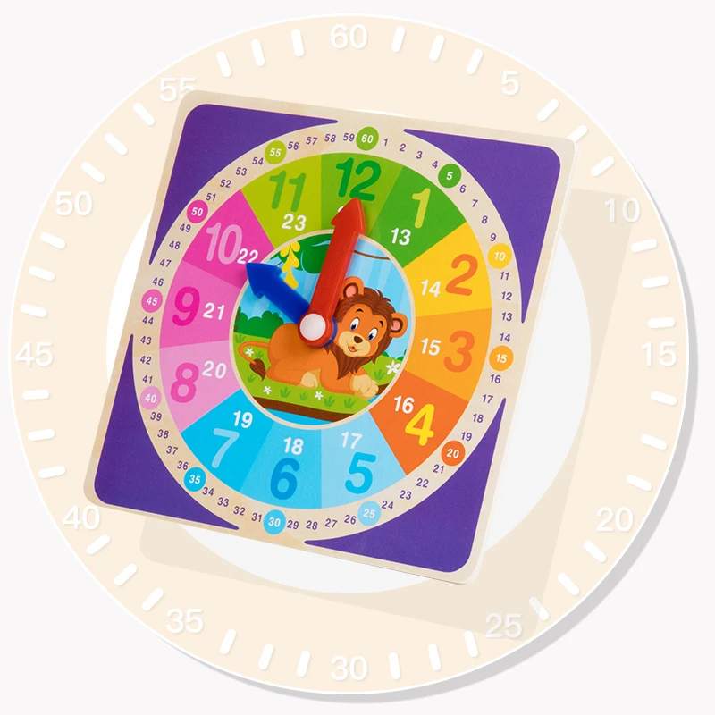 Bambini orologio in legno Montessori giocattoli ora minuto seconda cognizione orologi colorati giocattoli per bambini sussidi didattici per la prima età prescolare