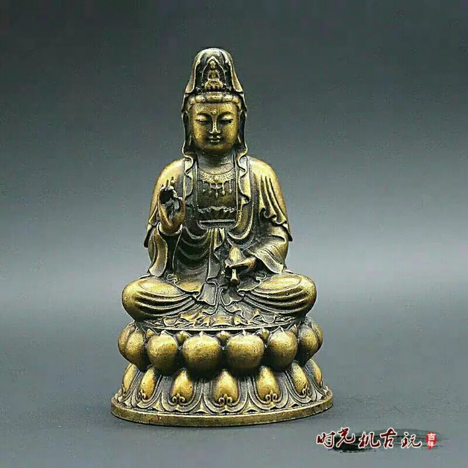 

Chinese Antique Favorites Brass Guanyin Buddha statue Model Statue