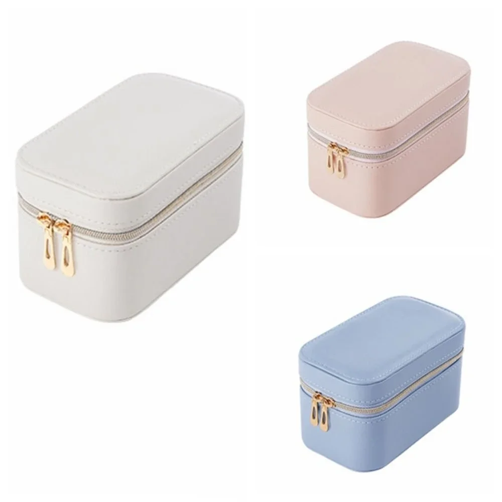 Fashion PU Leather Jewelry Packing Bag Zipper Mini Earring Storage Case Square Large Capacity Rings Holder Outdoors