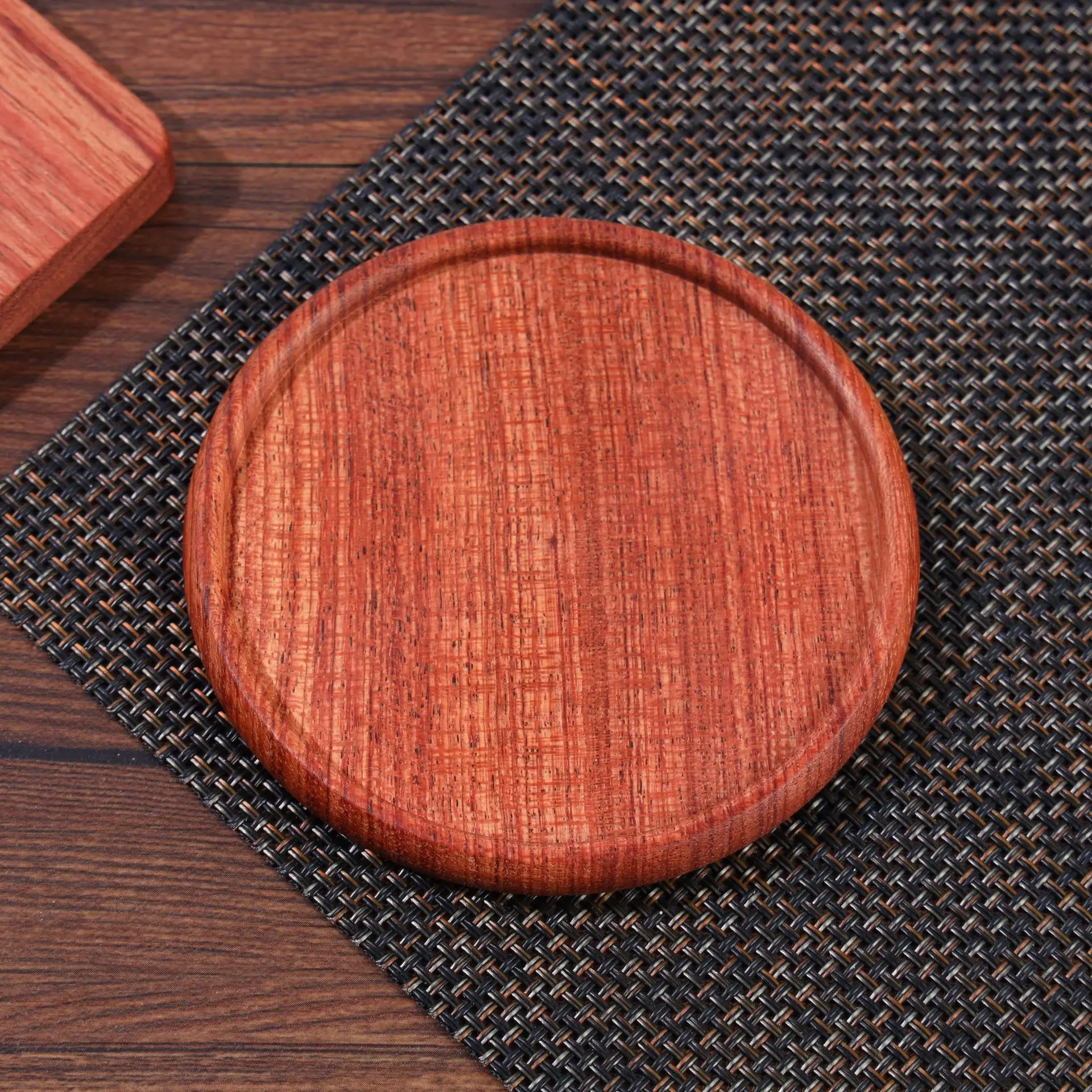 8,8 cm Walnoot Houten Onderzetters voor Glazen en Mokken, Ronde Vierkante Houten Bekeronderzetter Duurzame Thee- en Koffiebekeronderzetter Placemats