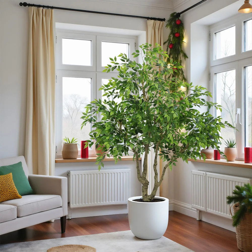 

Искусственное дерево баньян высотой 7 футов с натуральным стволом, большая имитация зеленого растения в горшке для использования в помещении и на улице, 1 шт./компл.