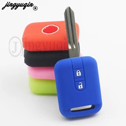 Jingyuqin Voor Nissan Qashqai Micra Navara Almera Note 350 Z Pathfinder Fob Nieuwe Siliconen Autosleutel Case Rubber Cover 2 knop