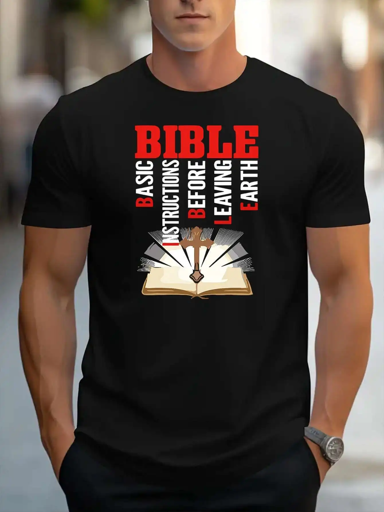 Camiseta - Instruções Básicas do Versículo da Bíblia antes de sair ~ Igreja, Descanso ~ Atividade - I