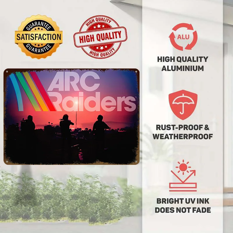 ARC Raiders Game Lightly 3D Metal Poster Customized Wall Art Vintage Metal Signs for Man Cave Gaming Room Decoration Cozy House