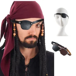 2024 New Medieval Renaissances Pirate Eyepatch Pu Leather Eye Patches for Lazy Eye Single Eyemask Halloween Cosplays Costumes