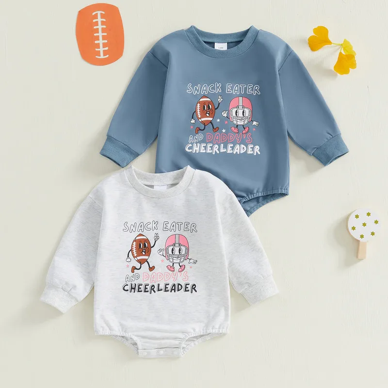 0 to 18 Months Baby Girls Boys Sweatshirts Bodysuit Spring Autumn Clothes Letter Rugby Long Sleeve Jumpsuits