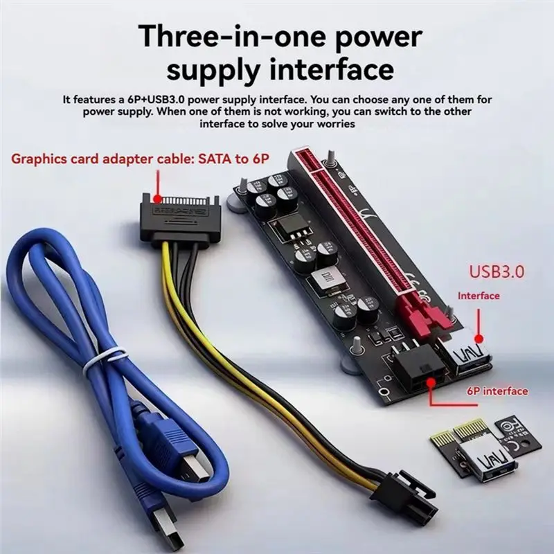 N34R-PCIE Riser Cable PCI-Express X1 To X16 Graphics Card Adapter Extender USB 3.0 For Desktop Computer PCIE Riser