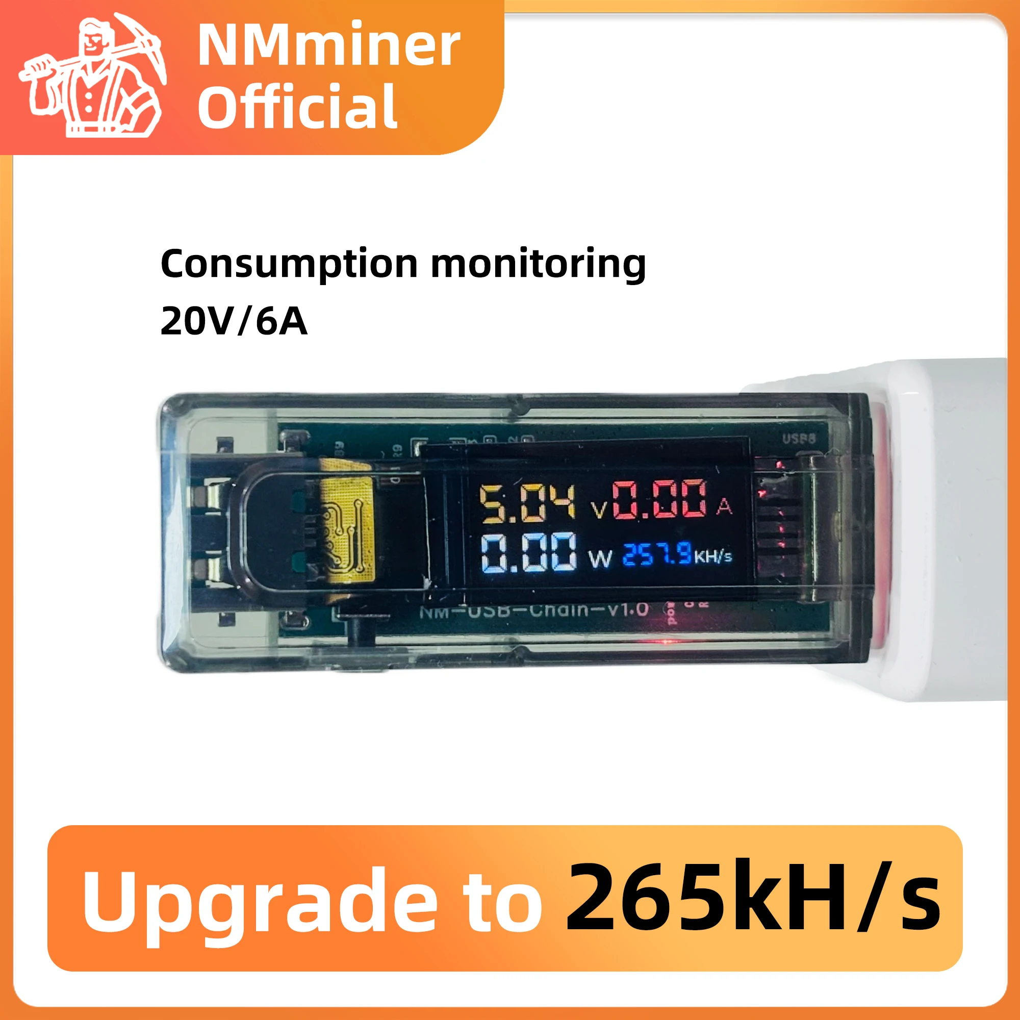 NMMiner usb-chain ESP32 Crypto Solo Lottery Lucky Miner deeply optimized upgrade to 265KH/s with USB Tester USB-A to typeC