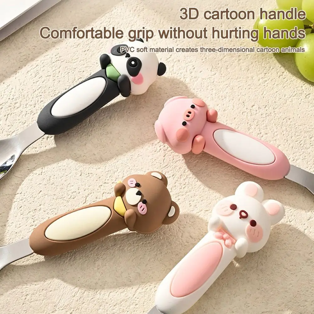 316 Stainless Baby Special Feeding Spoon Silicone Anti Slip Handle Children\'s Tableware Spoon Tableware Gadgets Yuanbao Spoon