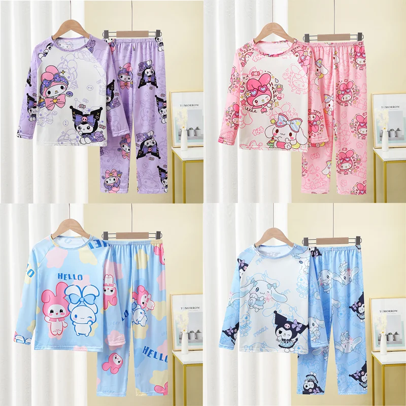 Miniso Kış Sonbahar çocuk Pijama Takımı 2024 Sevimli Anime Karikatür Çocuk Pijama Erkek Kız Pijama Uzun Kollu Pantolon Loungewear