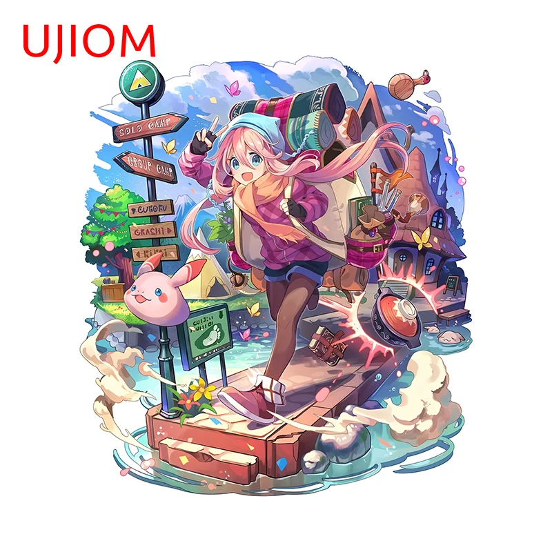 UJIOM Chibi Kagamihara Nadeshiko Wall Stickers Colorful Anime Wardrobe Computer Decals Scratch-Proof Children Room Accessories