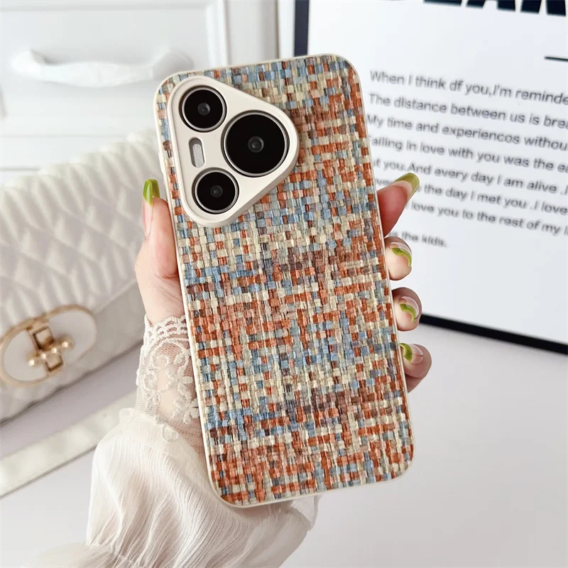 Fashion Woven Textured Phone Case For Huawei Mate 30 50 P30 P40 P50 P60 Nova 10 11 Pro Nova 10 SE Protective Shockproof Cover 