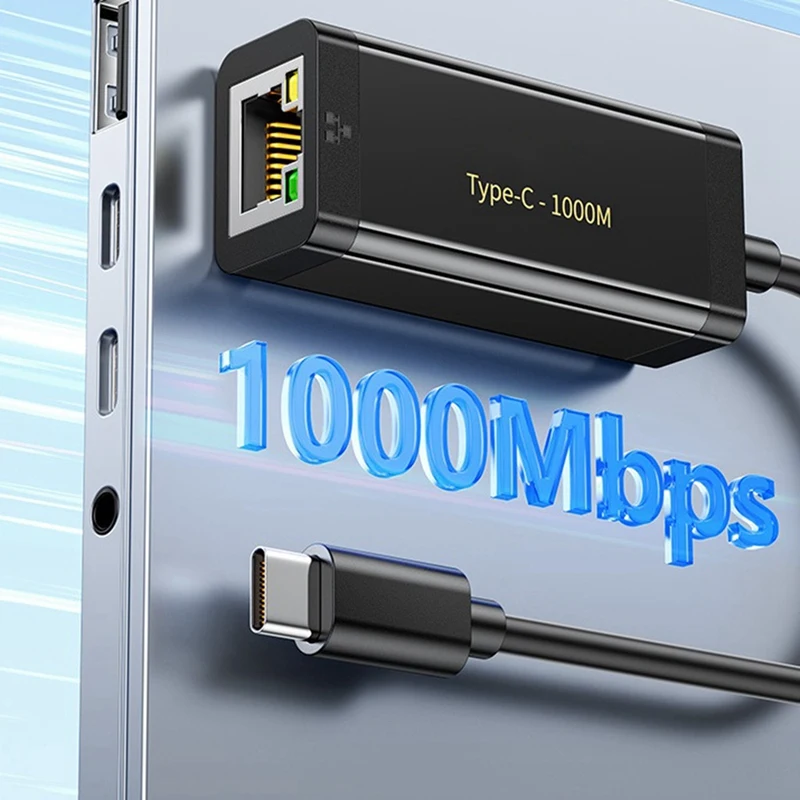 TYPE-C To Gigabit Ethernet Adapter USB-C 1000Mbps Network Card Type-C To RJ45 Network Card Lan For Notebook Driver-Free
