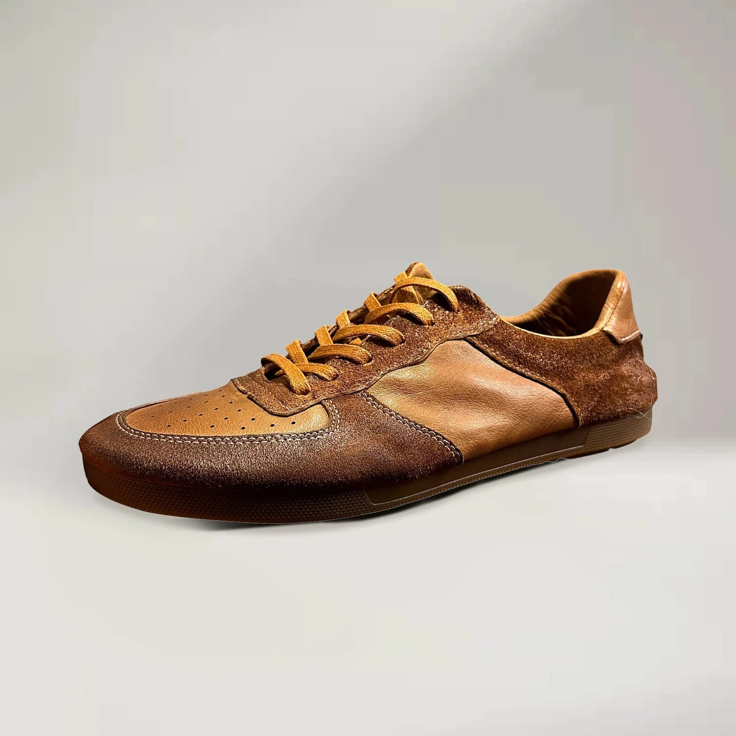 

Men's Spring Retro Horsehide German Army Trainers Breathable Flat Soft Sole Lace-Up Casual Sneakers Vintage Style Comfort Shoes