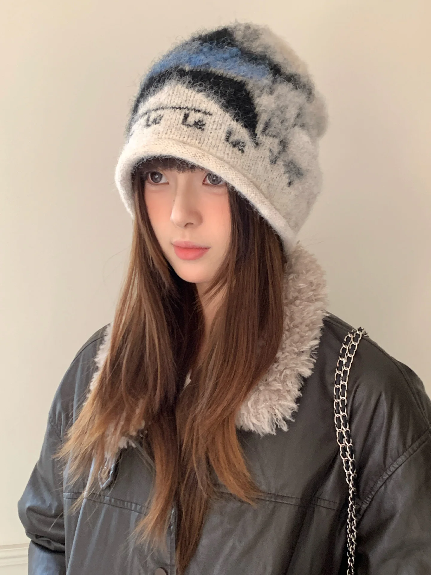 Woolen Niche Personalized Five-Pointed Star Knitted Cold Hat For Women Winter Ear-Protection Hat Pile Hat